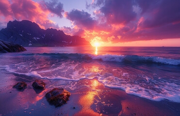 Sunrise over the sea. Created with Ai