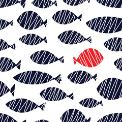 Wall Mural - Cute  fish. Kids background. Seamless pattern. Can be used in textile industry, paper, background, scrapbooking.