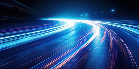 Poster - Abstract Light Trails of Cars on a Winding Road