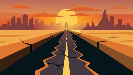 Wall Mural - road to the sunset