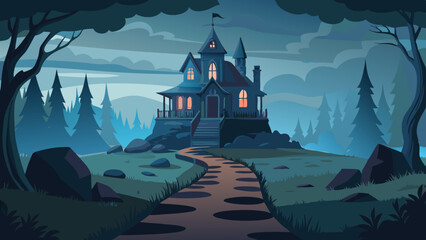 Canvas Print - haunted house in the woods