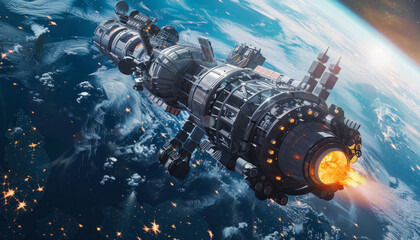 Wall Mural - the scene is set in a futuristic world with a lot of space debris by ai generated image