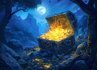 Treasure Chest Under the Moonlight.