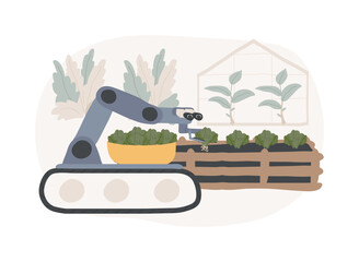 Poster - Robotic greenhouse isolated cartoon vector illustrations.