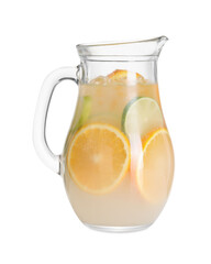 Canvas Print - Freshly made lemonade with oranges and lime isolated on white