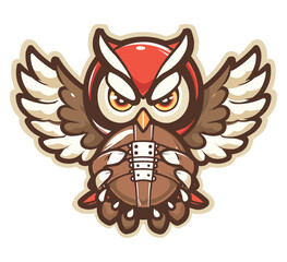 Wall Mural - vector logo of an owl mascot for a football team