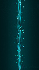 Poster - blue digital technology icon and line flowing on futuristic abstract background generation of connec