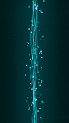 Poster - Motion graphic of Blue digital money icon and line flowing on futuristic abstract background cryptocurrency finance and digital money vertical video concepts