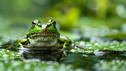 frog on green pond. 