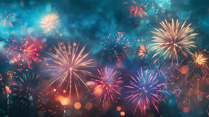Wall Mural - Colorful fireworks. 