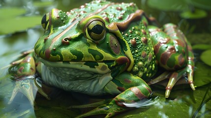 frog on green pond. 