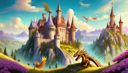 Wall Mural - landscape with castle