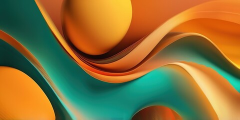 Orange yellow teal beige noisy color gradient wavy background, Wide banner 