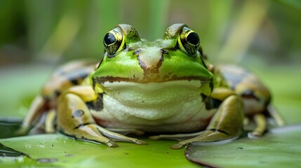 frog on green pond. 