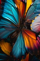 Wall Mural - Closeup macro view of beautiful colorful abstract butterfly wing pattern