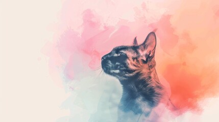 Abstract background template with pet theme. Vector illustration of cute cat