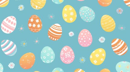 Wall Mural - vector illustration seamless background pattern of easter eggs with various pattern designs.