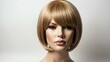 © Rein Weissritter - medium blonde short hair wig in a mannequin head in wh background
