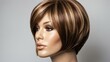 © Rein Weissritter - brown with caramel highlights short hair wig in a mann background