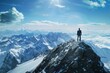 © Vladimir - A man on a snowy mountain peak under a blue sky symbolizes achievement, challenge, and adventure