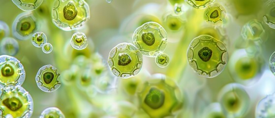 Extreme close-up of algae cells