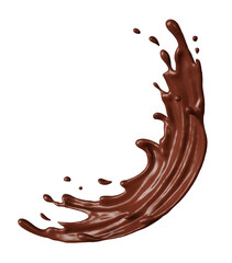 Chocolate milk splashes slash wave isolated, 3D render illustration.