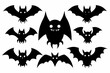 © Trendy CraftSVG  - Halloween bat set. Black silhouette Halloween bat vector illustration, set of halloween bats