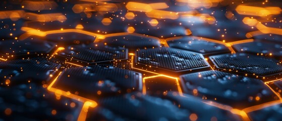 Sticker - Futuristic hightech pattern in 8k uhd with interconnected glowing hexagons