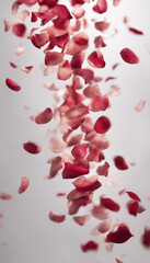 Wall Mural - Rose petals falling overlay isolated on a white or transparent background petals with motion blur an