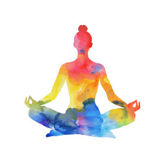 abstract color silhouette of yoga vector illustration in watercolor style