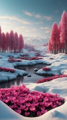 d aesthetic image of winter with cyclamen for wallpap background