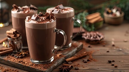 Hot chocolate. A delicious cocoa drink, hot and comforting. 