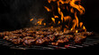 © Renzo - Steak meat grilling on a flaming grill