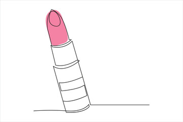 Lipstick, continuous one line drawing, single line art. Vector illustration