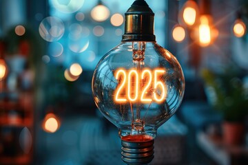 Poster - A light bulb with glowing text 