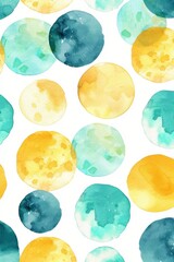 Wall Mural - The seamless pattern features a blue, yellow, yellow and brown color scheme with a textured circle background. This is perfect for modern posters, fabric, wallpaper, web design, and prints.