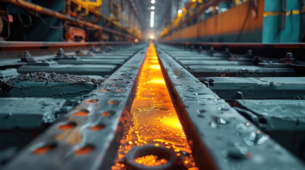 Poster - Annealed steel treatment, The process of forging metal in the production of heavy molded metal products. Generative AI.
