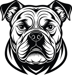 Wall Mural - Bulldog face black silhouette and vector, bulldog face icon illustration.