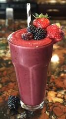 Wall Mural - A refreshing summer smoothie with fresh fruit and berries