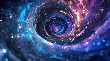 Wall Mural - A spiral galaxy with a blue center and a purple and orange rim