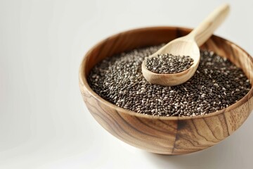 Wall Mural - Chia seeds in a white bowl
