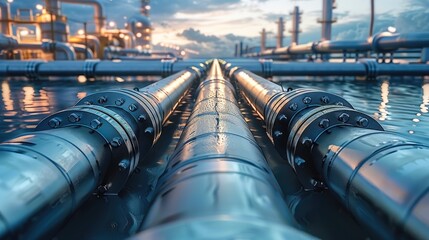 Fototapete - Beautiful background of water transmitters. water pipe. Generative AI.