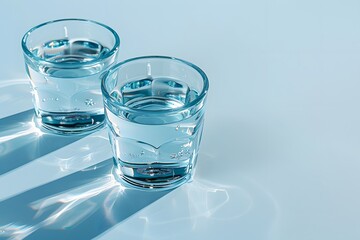 Two water glasses on table