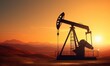 © daniiD - oil rig extracts pumps crude oil in desert background