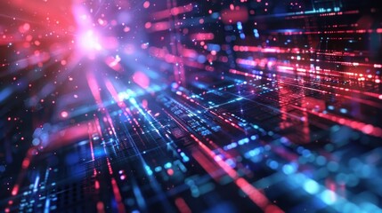 Abstract futuristic bright blue sky and red computer technology background