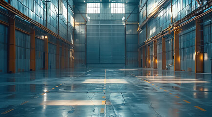 Poster - Large empty storehouse. Generative AI.