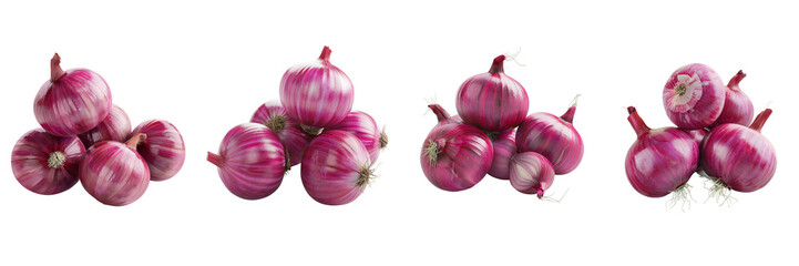 Wall Mural -  set of A tidy stack of fresh onions on transparent background