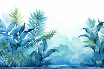 Texture, refreshing abstract tropical blue watercolor illustration high resoluti, generative IA