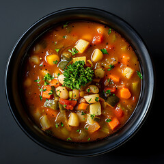 Wall Mural - Professional Photograph of a Bowl of Minestrone Soup