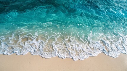 Poster - wave approaching shore, blue ocean background